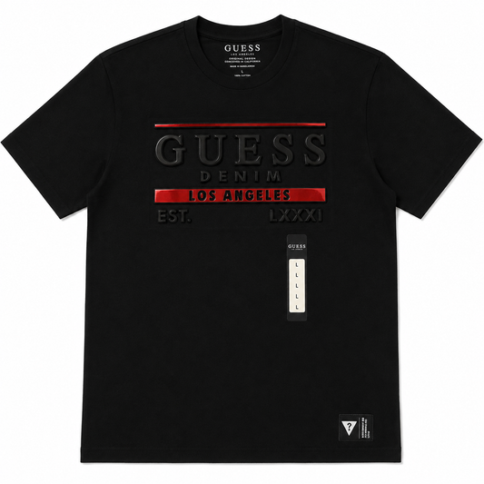 Camiseta Guess reflectiva logo relieve roja