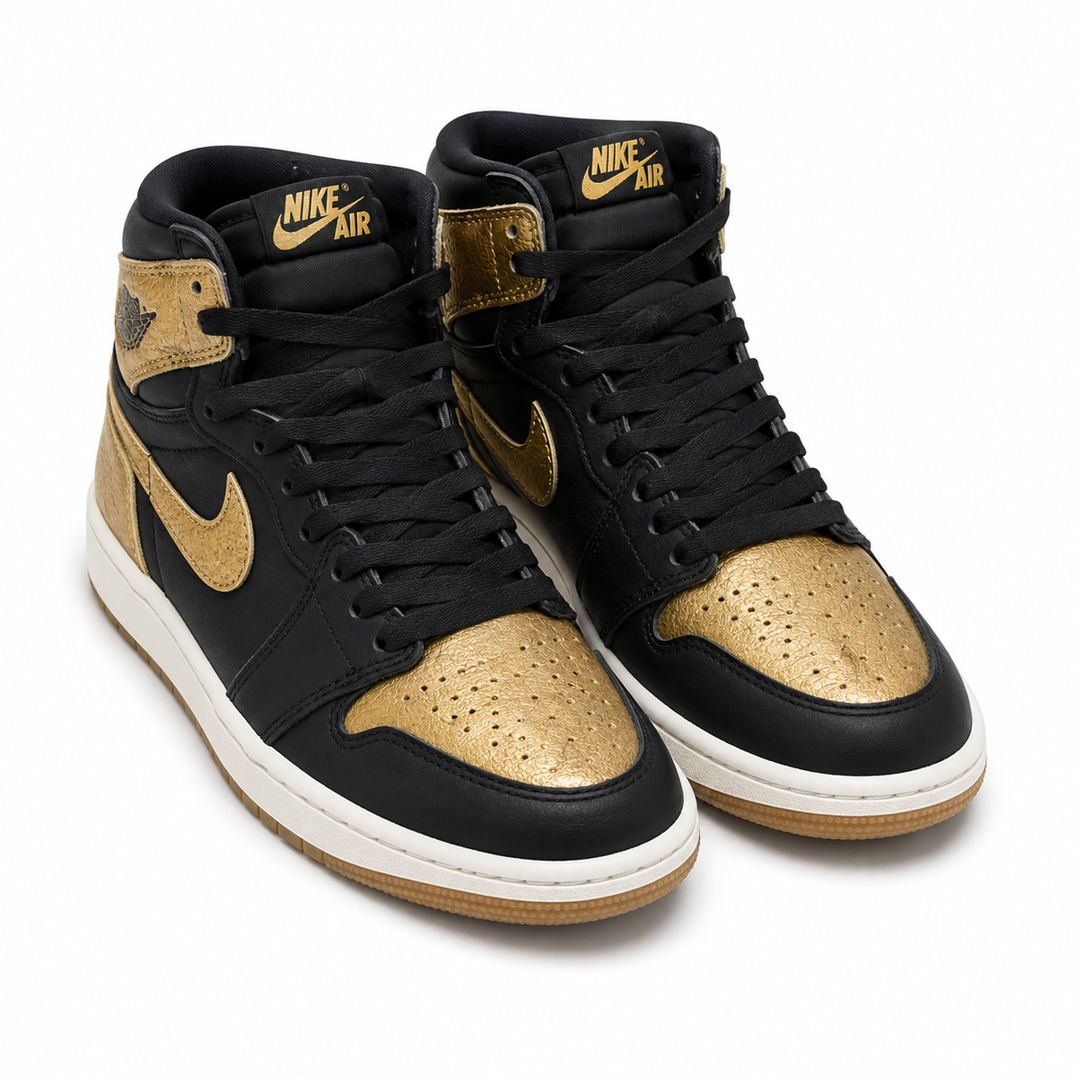 Jordan 1 high negro dorado