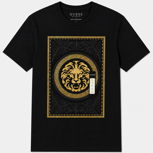 Camiseta Guess leon dorada piedras negras