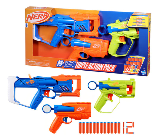 3 NERF N SERIES PACK TRIPLE (12 DARDOS)